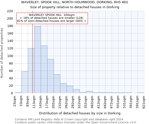 WAVERLEY, SPOOK HILL, NORTH HOLMWOOD, DORKING, RH5 4EG: Size of property relative to detached houses in Dorking