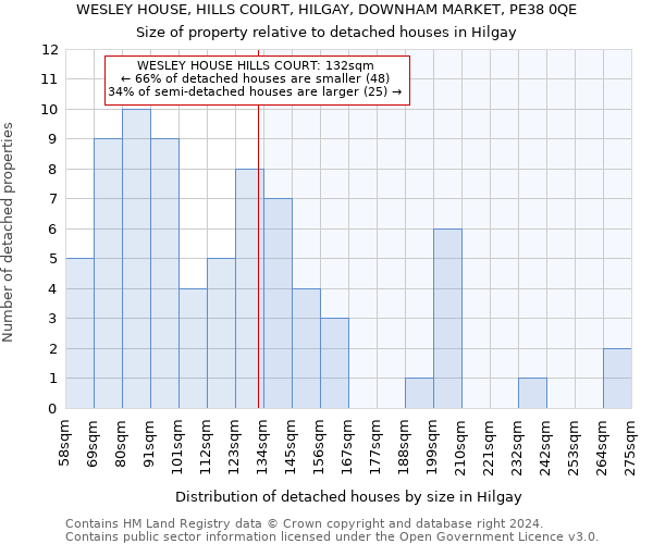 WESLEY HOUSE, HILLS COURT, HILGAY, DOWNHAM MARKET, PE38 0QE: Size of property relative to detached houses in Hilgay