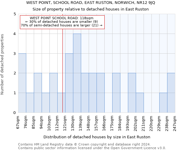 WEST POINT, SCHOOL ROAD, EAST RUSTON, NORWICH, NR12 9JQ: Size of property relative to detached houses in East Ruston