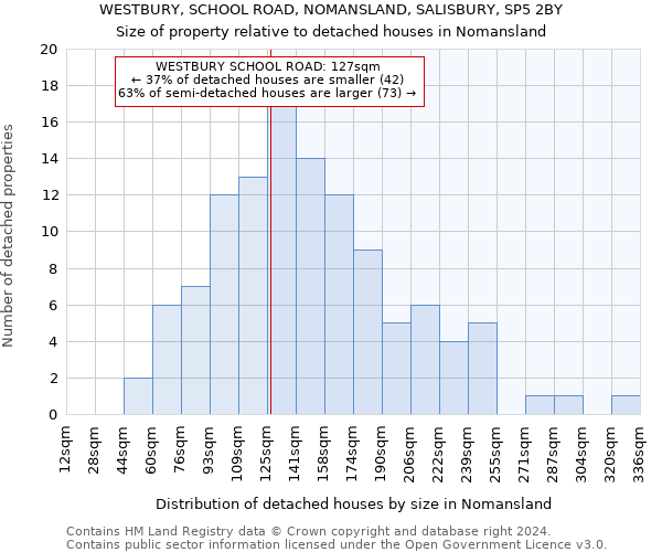 WESTBURY, SCHOOL ROAD, NOMANSLAND, SALISBURY, SP5 2BY: Size of property relative to detached houses in Nomansland