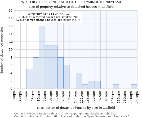 WESTERLY, BACK LANE, CATFIELD, GREAT YARMOUTH, NR29 5AU: Size of property relative to detached houses in Catfield