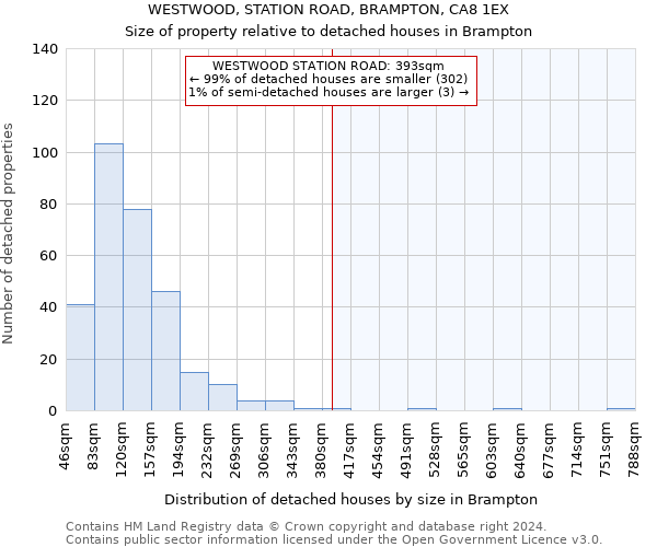 WESTWOOD, STATION ROAD, BRAMPTON, CA8 1EX: Size of property relative to detached houses in Brampton