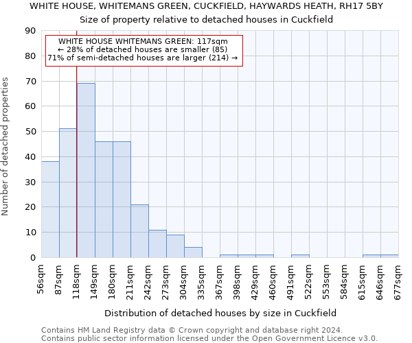 WHITE HOUSE, WHITEMANS GREEN, CUCKFIELD, HAYWARDS HEATH, RH17 5BY: Size of property relative to detached houses in Cuckfield