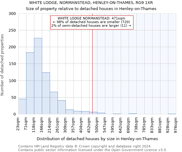 WHITE LODGE, NORMANSTEAD, HENLEY-ON-THAMES, RG9 1XR: Size of property relative to detached houses in Henley-on-Thames