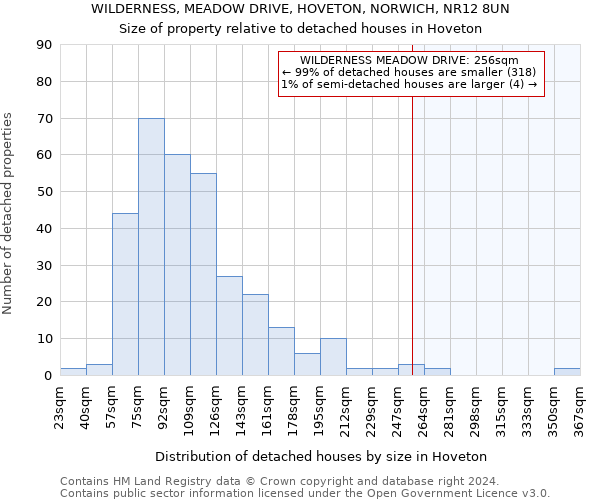 WILDERNESS, MEADOW DRIVE, HOVETON, NORWICH, NR12 8UN: Size of property relative to detached houses in Hoveton