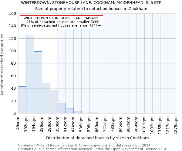 WINTERDOWN, STONEHOUSE LANE, COOKHAM, MAIDENHEAD, SL6 9TP: Size of property relative to detached houses in Cookham