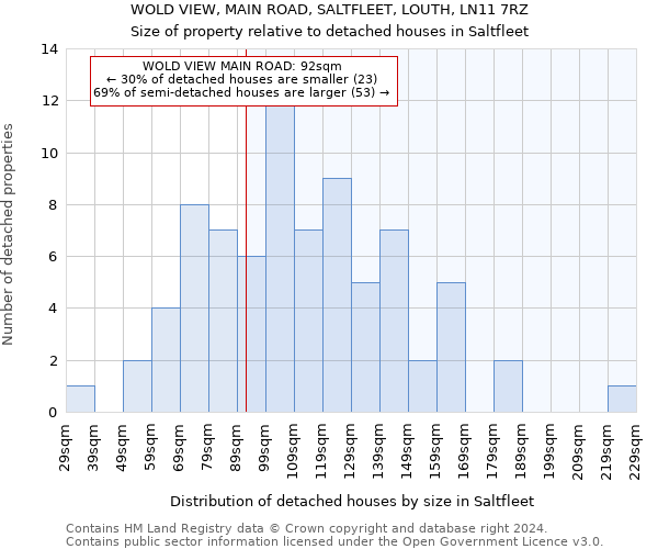 WOLD VIEW, MAIN ROAD, SALTFLEET, LOUTH, LN11 7RZ: Size of property relative to detached houses in Saltfleet