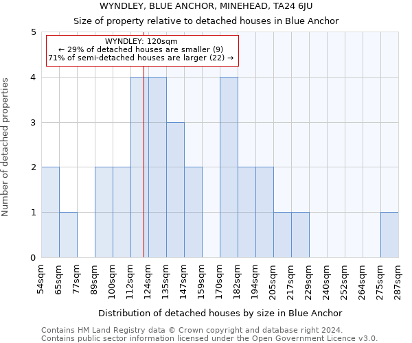 WYNDLEY, BLUE ANCHOR, MINEHEAD, TA24 6JU: Size of property relative to detached houses in Blue Anchor