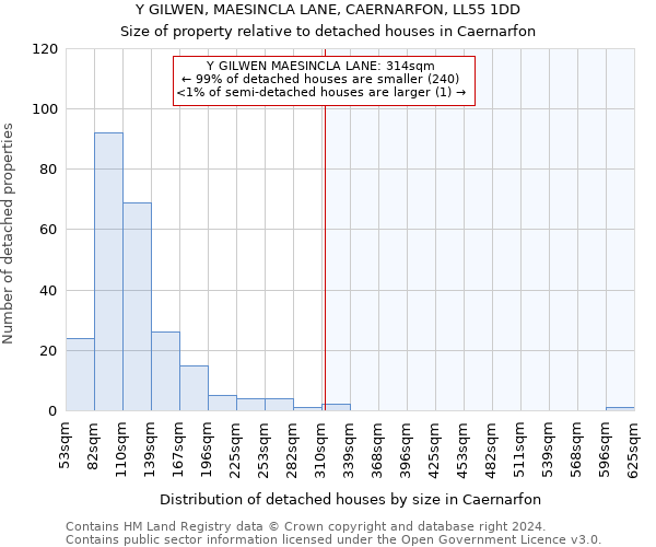 Y GILWEN, MAESINCLA LANE, CAERNARFON, LL55 1DD: Size of property relative to detached houses in Caernarfon