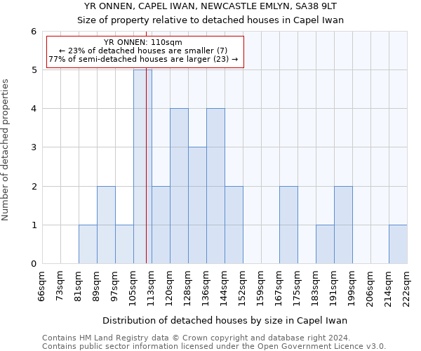 YR ONNEN, CAPEL IWAN, NEWCASTLE EMLYN, SA38 9LT: Size of property relative to detached houses in Capel Iwan