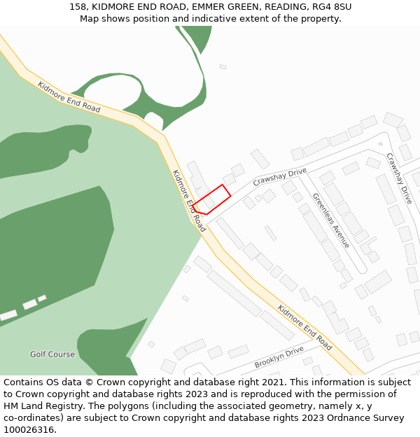 158, KIDMORE END ROAD, EMMER GREEN, READING, RG4 8SU: Location map and indicative extent of plot