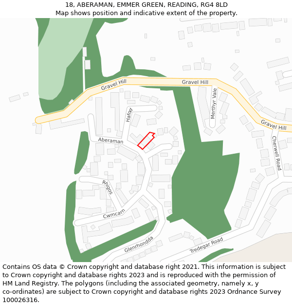 18, ABERAMAN, EMMER GREEN, READING, RG4 8LD: Location map and indicative extent of plot