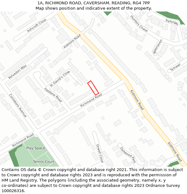 1A, RICHMOND ROAD, CAVERSHAM, READING, RG4 7PP: Location map and indicative extent of plot