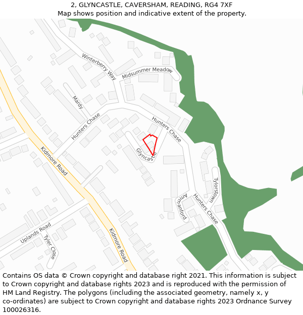 2, GLYNCASTLE, CAVERSHAM, READING, RG4 7XF: Location map and indicative extent of plot