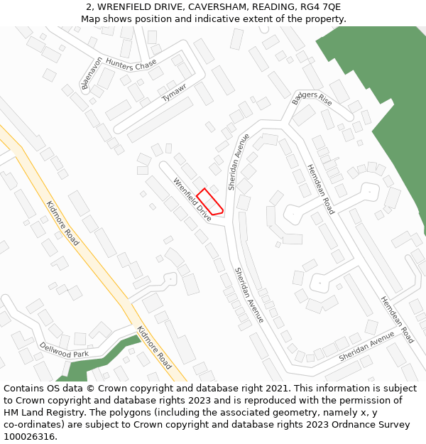 2, WRENFIELD DRIVE, CAVERSHAM, READING, RG4 7QE: Location map and indicative extent of plot