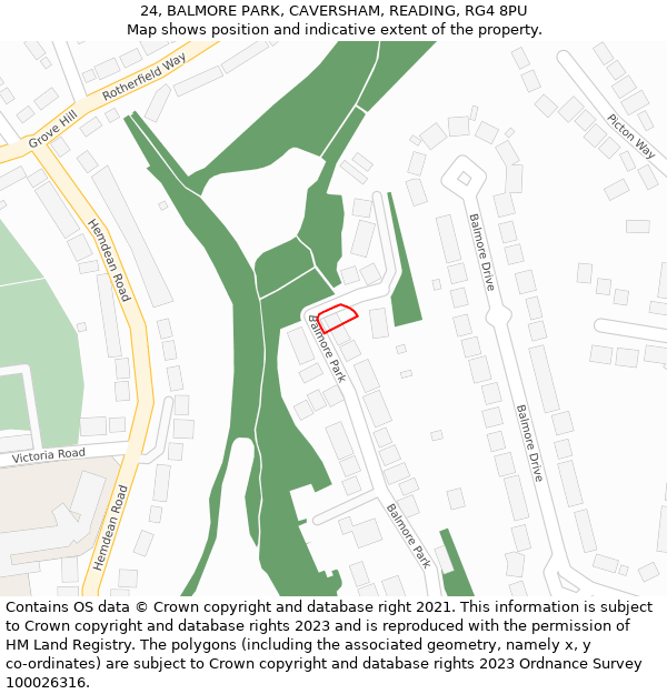 24, BALMORE PARK, CAVERSHAM, READING, RG4 8PU: Location map and indicative extent of plot