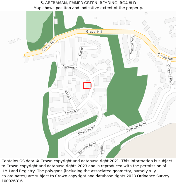 5, ABERAMAN, EMMER GREEN, READING, RG4 8LD: Location map and indicative extent of plot
