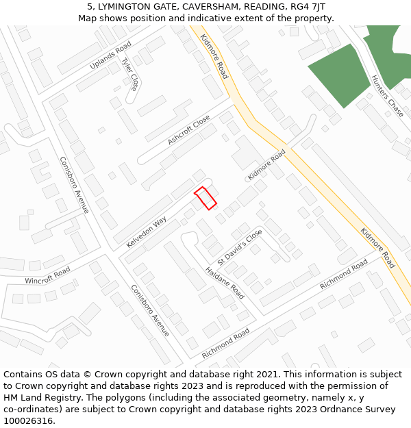 5, LYMINGTON GATE, CAVERSHAM, READING, RG4 7JT: Location map and indicative extent of plot
