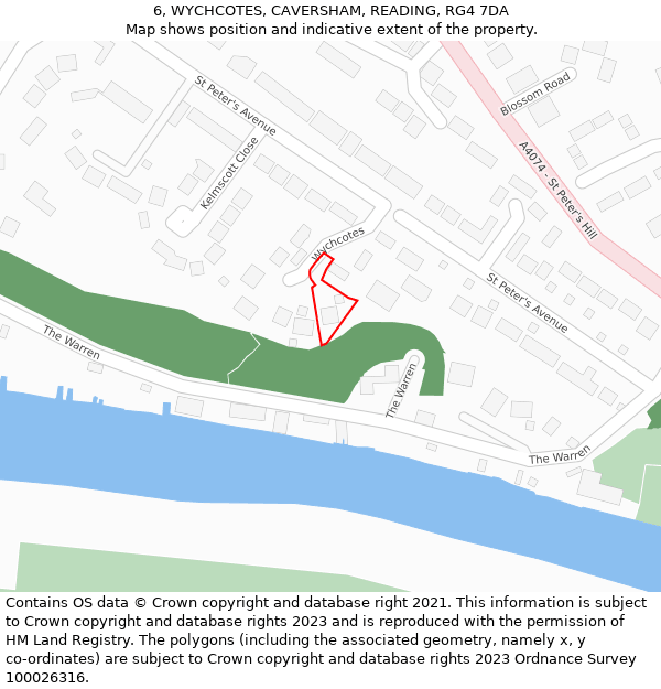 6, WYCHCOTES, CAVERSHAM, READING, RG4 7DA: Location map and indicative extent of plot