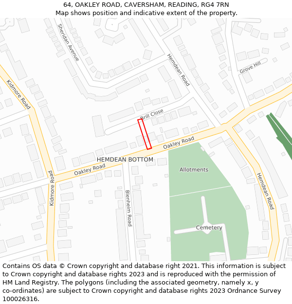64, OAKLEY ROAD, CAVERSHAM, READING, RG4 7RN: Location map and indicative extent of plot