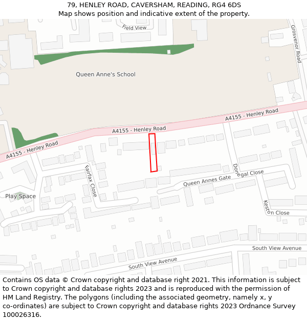 79, HENLEY ROAD, CAVERSHAM, READING, RG4 6DS: Location map and indicative extent of plot