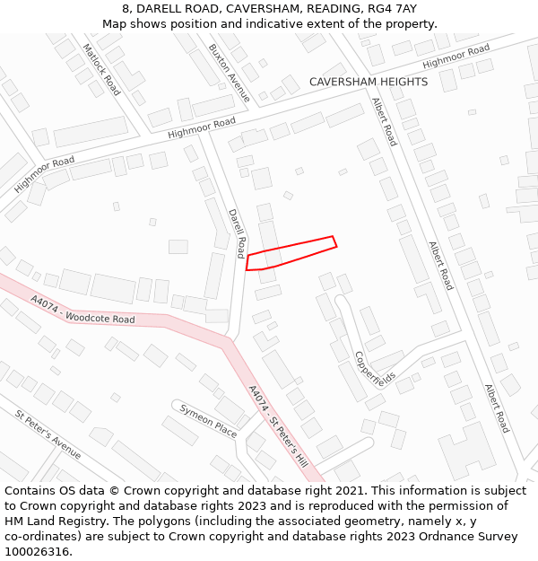 8, DARELL ROAD, CAVERSHAM, READING, RG4 7AY: Location map and indicative extent of plot