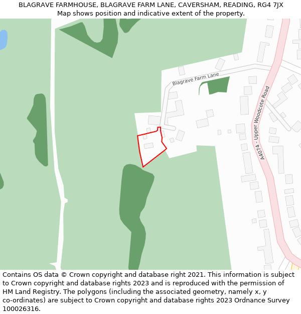 BLAGRAVE FARMHOUSE, BLAGRAVE FARM LANE, CAVERSHAM, READING, RG4 7JX: Location map and indicative extent of plot