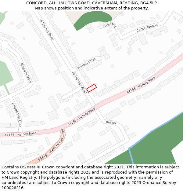 CONCORD, ALL HALLOWS ROAD, CAVERSHAM, READING, RG4 5LP: Location map and indicative extent of plot