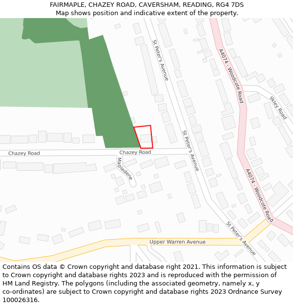 FAIRMAPLE, CHAZEY ROAD, CAVERSHAM, READING, RG4 7DS: Location map and indicative extent of plot