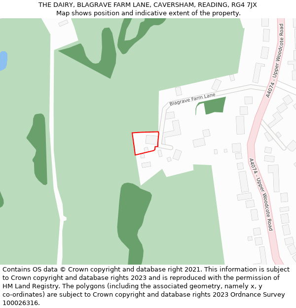 THE DAIRY, BLAGRAVE FARM LANE, CAVERSHAM, READING, RG4 7JX: Location map and indicative extent of plot