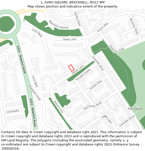 1, AVRO SQUARE, BRACKNELL, RG12 9PF: Location map and indicative extent of plot