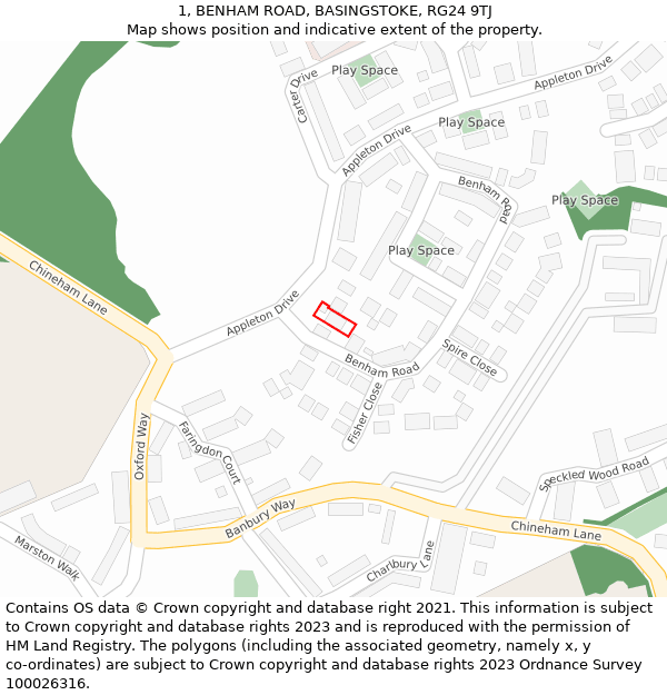 1, BENHAM ROAD, BASINGSTOKE, RG24 9TJ: Location map and indicative extent of plot