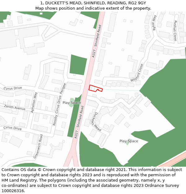 1, DUCKETT'S MEAD, SHINFIELD, READING, RG2 9GY: Location map and indicative extent of plot
