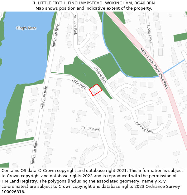 1, LITTLE FRYTH, FINCHAMPSTEAD, WOKINGHAM, RG40 3RN: Location map and indicative extent of plot