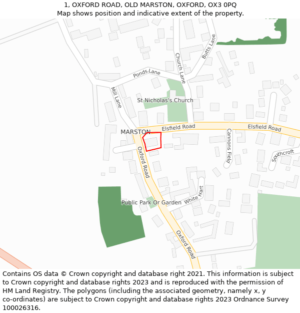 1, OXFORD ROAD, OLD MARSTON, OXFORD, OX3 0PQ: Location map and indicative extent of plot