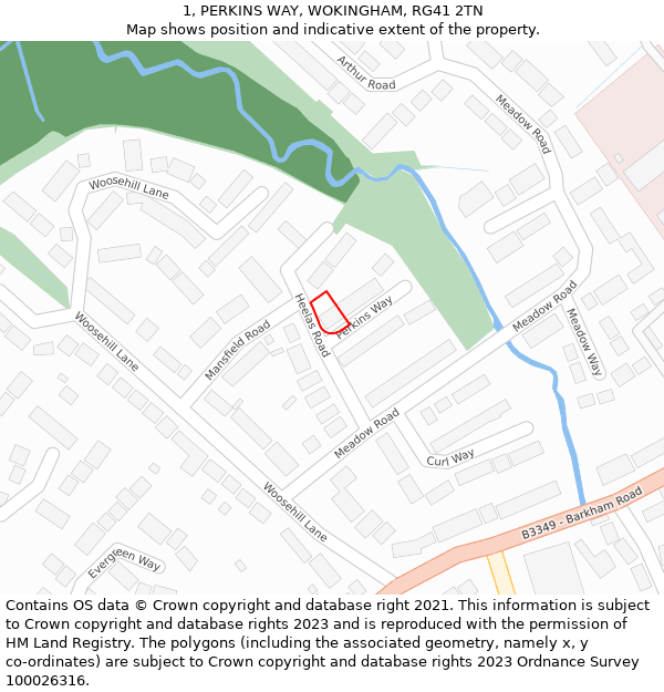 1, PERKINS WAY, WOKINGHAM, RG41 2TN: Location map and indicative extent of plot