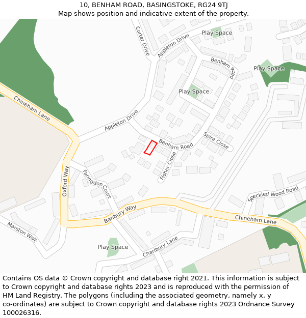 10, BENHAM ROAD, BASINGSTOKE, RG24 9TJ: Location map and indicative extent of plot