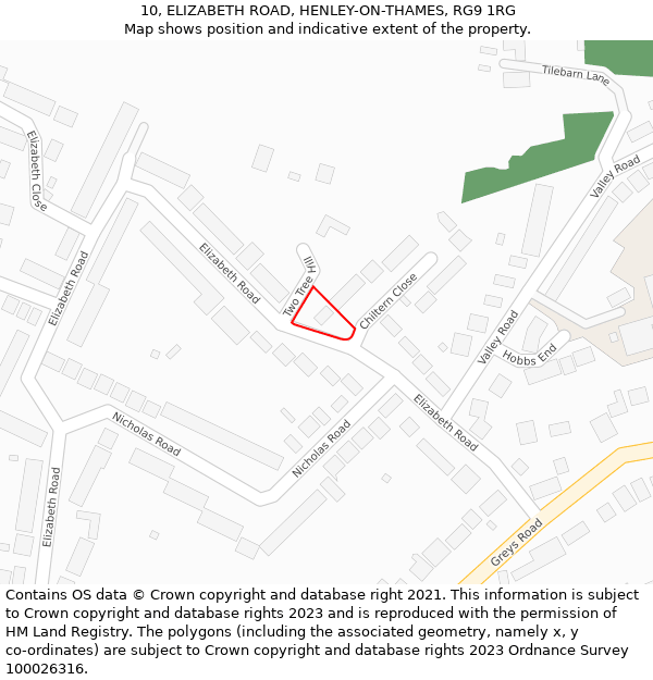 10, ELIZABETH ROAD, HENLEY-ON-THAMES, RG9 1RG: Location map and indicative extent of plot