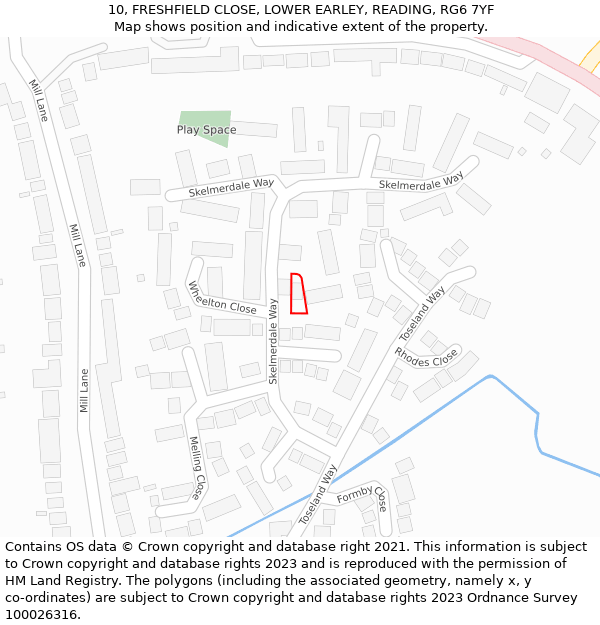 10, FRESHFIELD CLOSE, LOWER EARLEY, READING, RG6 7YF: Location map and indicative extent of plot