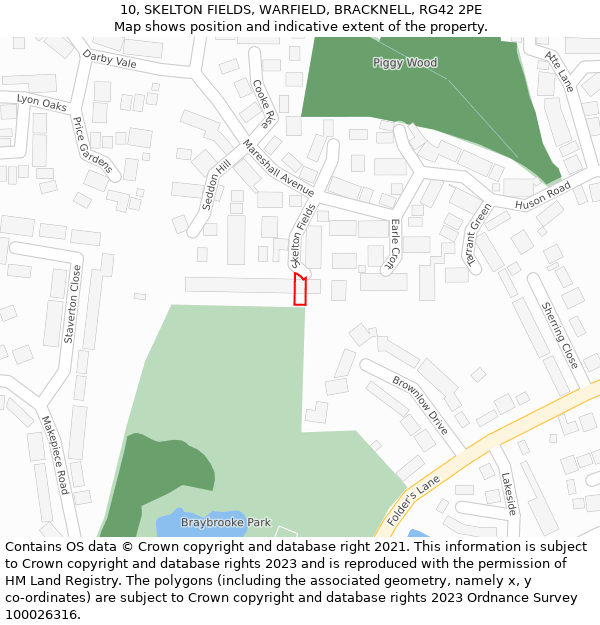 10, SKELTON FIELDS, WARFIELD, BRACKNELL, RG42 2PE: Location map and indicative extent of plot