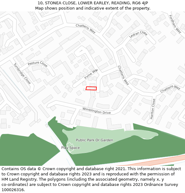 10, STONEA CLOSE, LOWER EARLEY, READING, RG6 4JP: Location map and indicative extent of plot