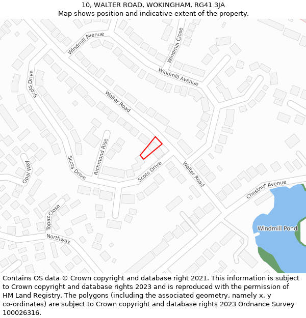 10, WALTER ROAD, WOKINGHAM, RG41 3JA: Location map and indicative extent of plot
