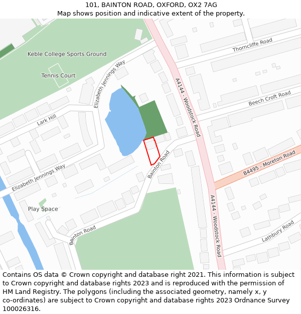 101, BAINTON ROAD, OXFORD, OX2 7AG: Location map and indicative extent of plot