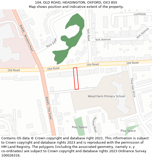 104, OLD ROAD, HEADINGTON, OXFORD, OX3 8SX: Location map and indicative extent of plot
