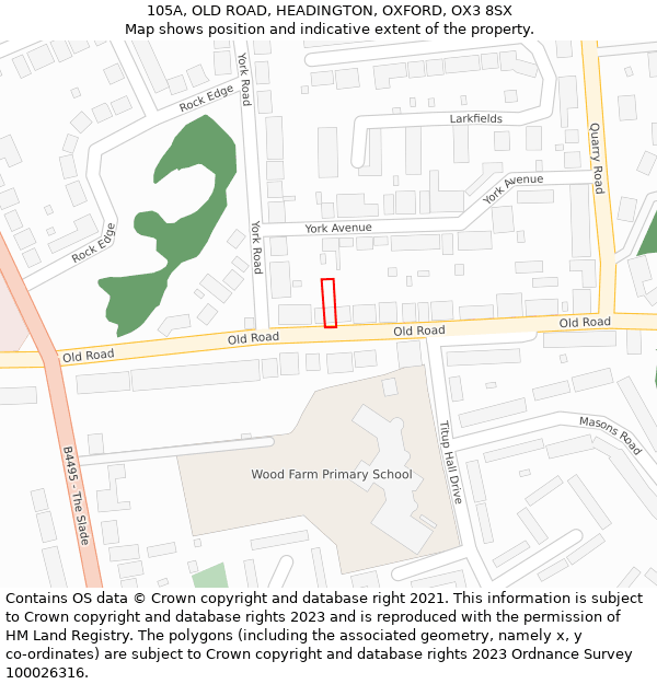 105A, OLD ROAD, HEADINGTON, OXFORD, OX3 8SX: Location map and indicative extent of plot