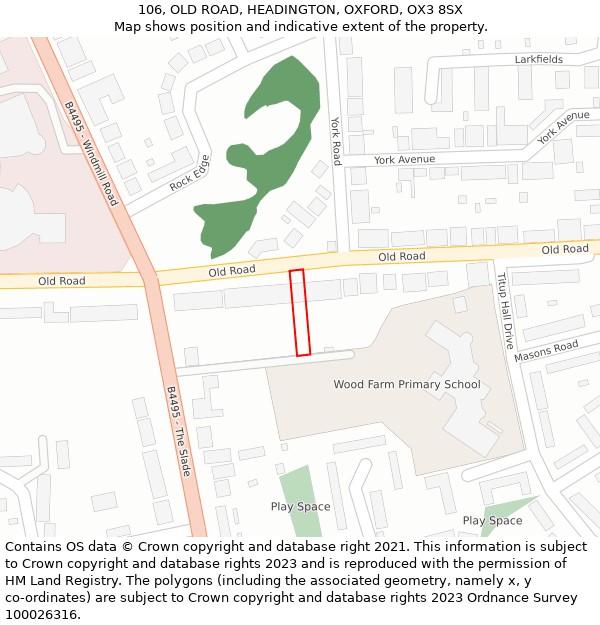 106, OLD ROAD, HEADINGTON, OXFORD, OX3 8SX: Location map and indicative extent of plot