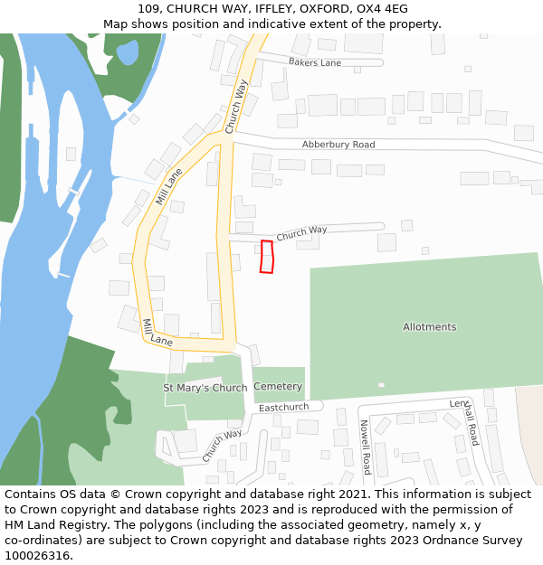 109, CHURCH WAY, IFFLEY, OXFORD, OX4 4EG: Location map and indicative extent of plot