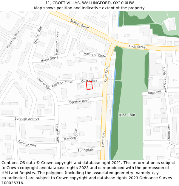 11, CROFT VILLAS, WALLINGFORD, OX10 0HW: Location map and indicative extent of plot