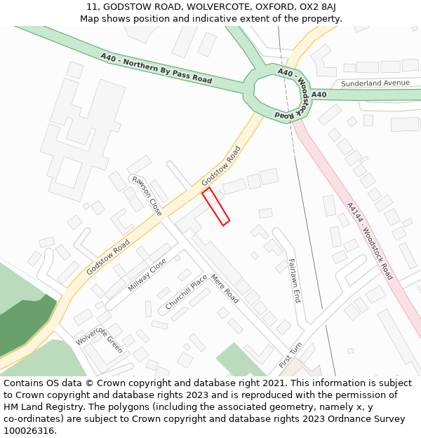 11, GODSTOW ROAD, WOLVERCOTE, OXFORD, OX2 8AJ: Location map and indicative extent of plot