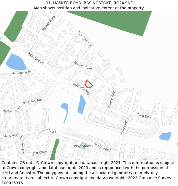 11, HASKER ROAD, BASINGSTOKE, RG24 9NF: Location map and indicative extent of plot